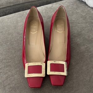 Roger Vivier Red Patent Leather Buckle Pumps